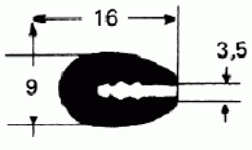 PVC-Profilleiste 55 shore, schwarz 3,5 mm Rolle 24 m
