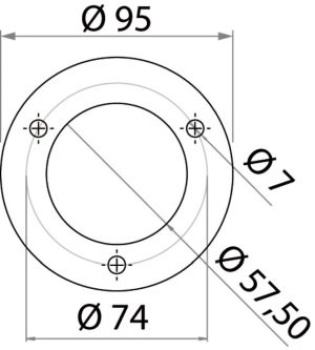 Montagegegenflansch f. Einbaubuchse, 95mm