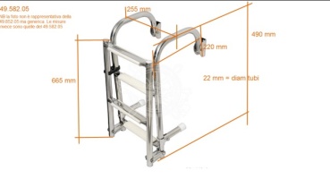 Klapp-Badeleiter 5 Stufen, AISI 316, Gebogene Aufhängeelemente, 1150x260 mm - Zusatzbild 2