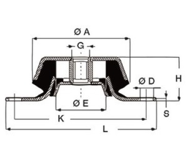 Antivibrationshalterung aus Stahl, verzinkt 100 kg - Zusatzbild 1