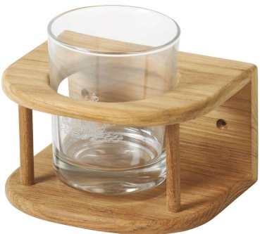 Teakholz-Glashalter z.Wandmontage f. 1 Glas