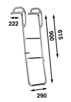 Bootsleiter zum Einhaken, L=900mm, B=290mm, D=222mm, c/
