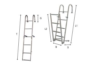 Klappbare Badeleiter 7-stufig für Heckplattform Gig, Länge 1884?mm - Zusatzbild 1