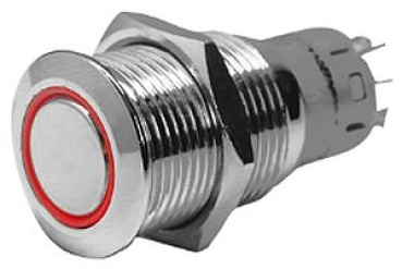 NIRO Ring LED Druckschalter, On  OFF, 12V, Bohrloch Ø1