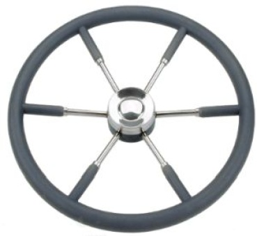 6-Speichen Steuerrad Typ 9 NIRO mit schwarz P.U. Griff,