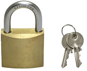 Messing Vorhängeschloss mit NIRO Bügel, Abmessungen 50