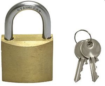 Messing Vorhängeschloss mit NIRO Bügel, Abmessungen 40
