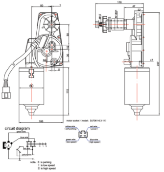 Scheibenwischermotor (ZD1330C) Modell Echo - 12V30W