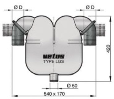 Abgasseperator Vetus Gas-/ Wasserabschneider LSG6050, Ø60mm