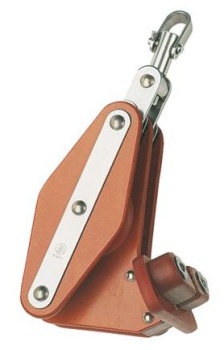 Schotblock 2-scheibig mit Wirbel, Hundsfott und Schotklemme