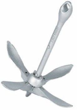 1 - 3 Meter 2,5 kg Klappanker mit 30 Meter 8 mm Ankerleine und Schäkel