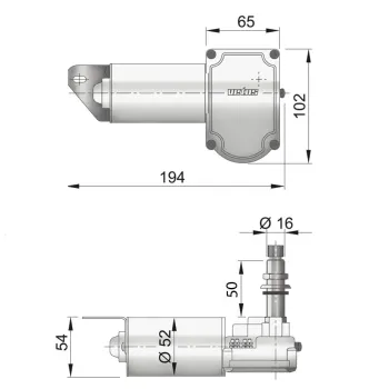 Vetus Scheibenwischermotor, lange Welle, 24V