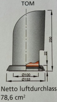 Vetus Lüfterhutze TOM316R, Edelstahl, innen rot
