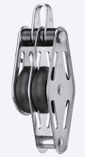 Doppelblock mit Hundsfott, Bügel (demontierbar)  Ø: 8mm
