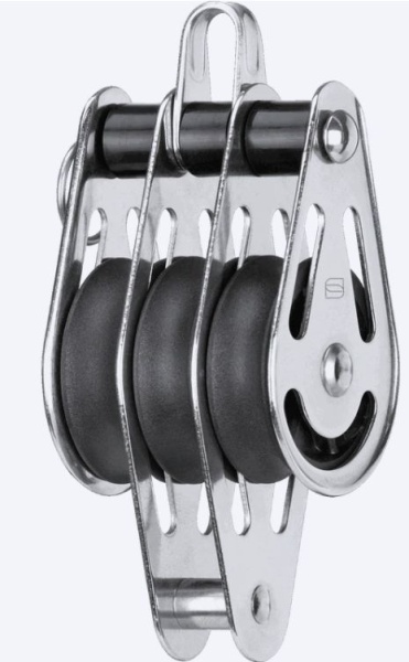 Dreifachblock mit Hundsfott, Bügel (demontierbar) Ø: 10mm