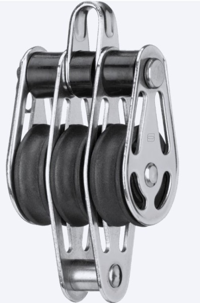 Dreifachblock mit Hundsfott, Bügel (demontierbar)  Ø: 6mm