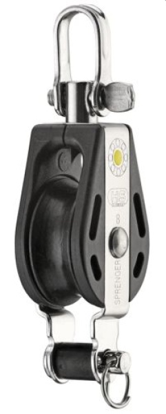 Block mit Wirbel, Hundsfott (demontierbar) - 8mm (Gleitlager)