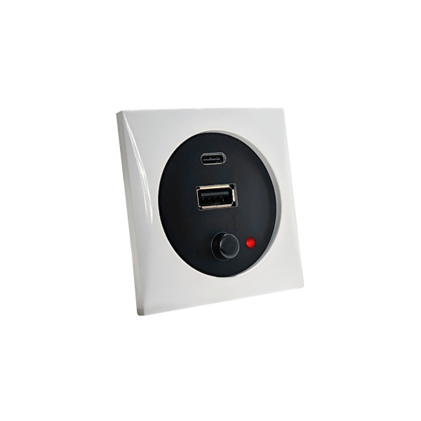 Batsystem USB A und C mit Schalter Weiß