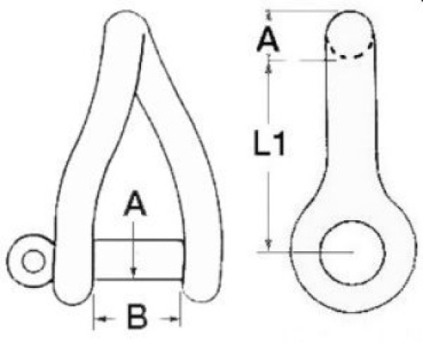 Gehdreter Schäkel aus VA-Stahl in Mikrofusion 10mm