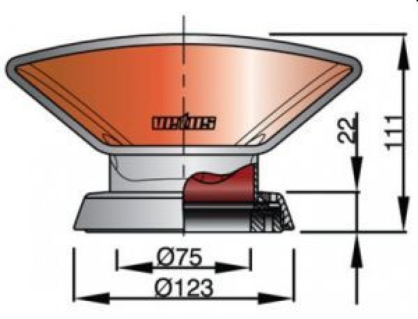 Vetus Lüfterhutze DON316R, Edelstahl, innen rot