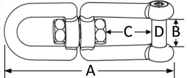 Kettenwirbelschäkel AISI 316 8 mm
