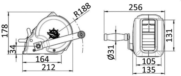 Kielwinde Zugkraft 630 kg