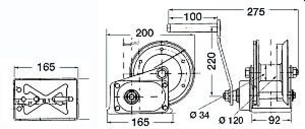 Brake Winch Trailerwinde Zugkraft 630 kg