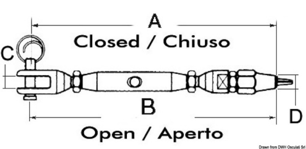Wantenspanner  f. Parafil-Seil AISI 316 9 mm - Zusatzbild 1