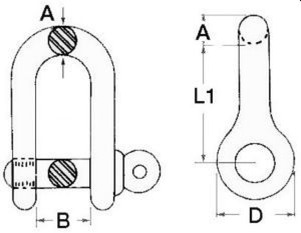 U-Schäkel m. Schlüsselbolzen AISI 316 4 mm