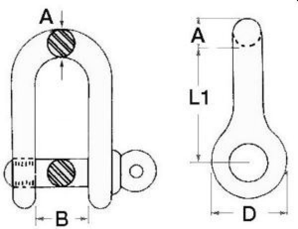Schäkel aus rostfreiem Stahl AISI 316 16 mm