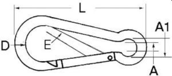 Karabinerhaken AISI 316 hochglanzpol. m. Auge 11mm