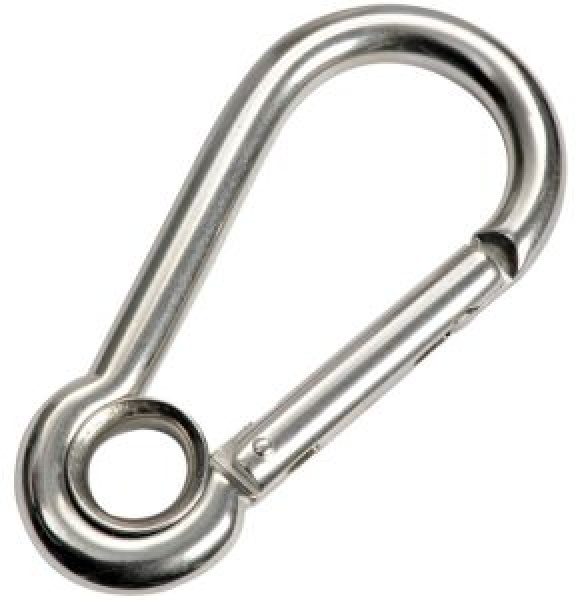 Karabinerhaken ohne Bolzen m. Auge AISI 316 6 mm