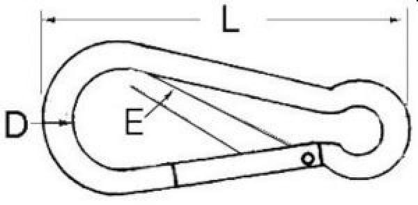 Karabinerhaken ohne Bolzen m. Auge AISI 316 6 mm