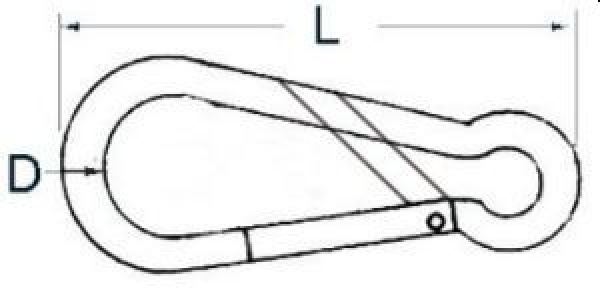 Karabinerhaken AISI 316, asym. Öffnung 120 mm
