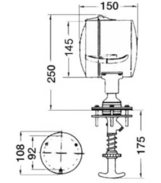 DHR Scheinwerfer, von innen orientierbar 12V 145mm