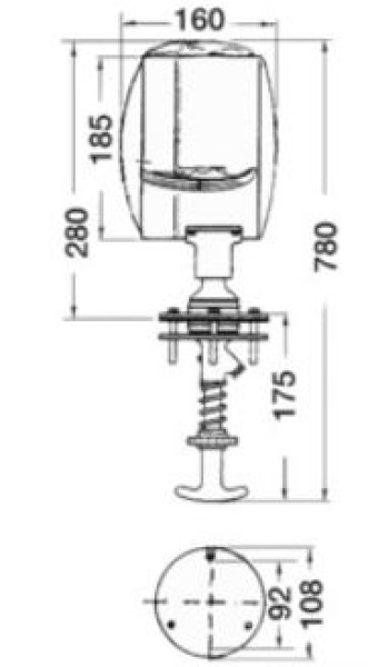 DHR Scheinwerfer, von innen orientierbar 24V 185mm