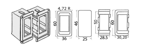 Kunststoffrahmen f. Schalter, Mitteleinsatz