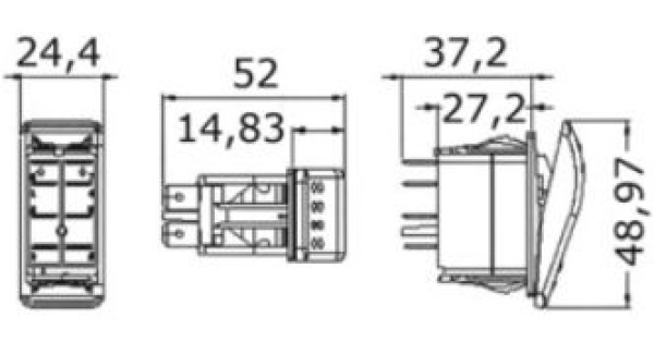 Wippschalter wasserdicht (ON)-OFF-(ON) 1-polig
