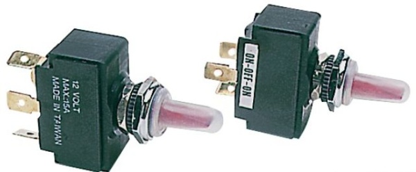 Kippschalter, beleuchtet ON/OFF/ON m.Rückfeder