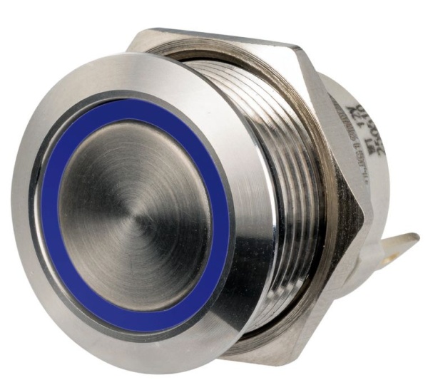 FLAT-Schalter Edelstahl ON-OFF 12/24 V Blau