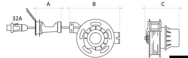 Einziehbares Stromkabel f.Landanschluss 32A