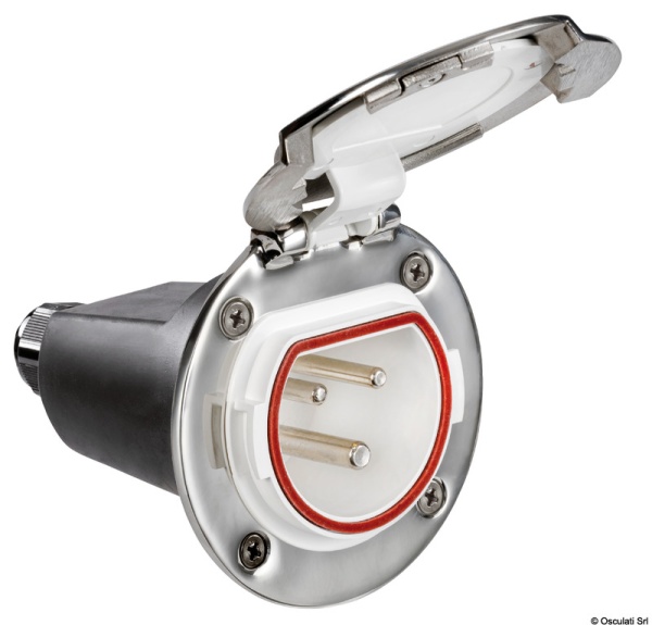 Cruiser 32 A Steckdose mit Edelstahlsockel und Abdeckung