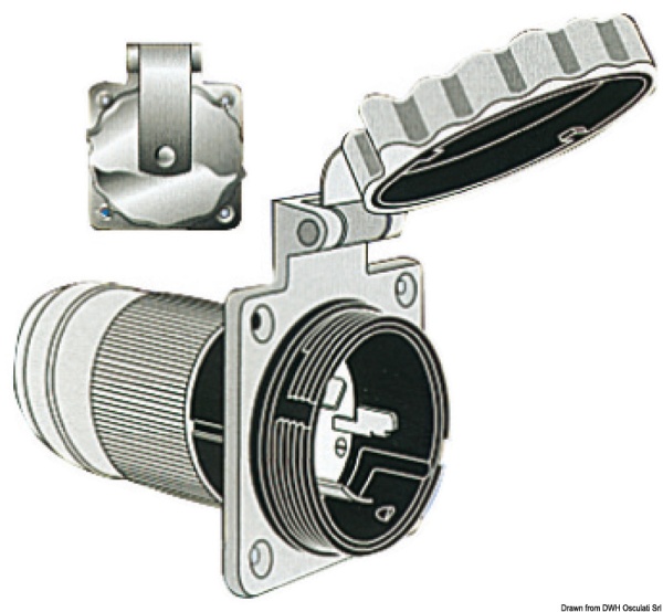 Marinco 2-pol. einphas. 3-Draht Steckdose AISI 316