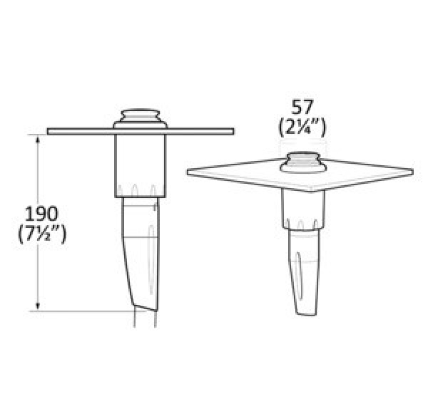 Integrierte Dusche WHALE Twist Mk2, 190 × 57 mm, Schwarz