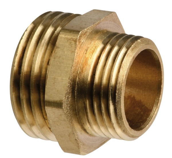 Doppelnippel Messing 3/8" x 1/2"