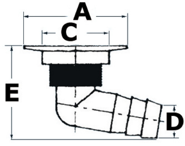 Nylonablass f. Dusche 100°-Winkelanschluss 29 mm