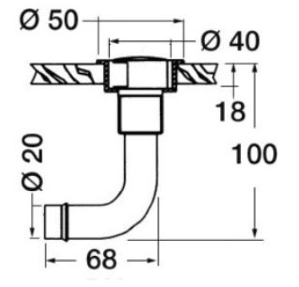 Tanklüfter 90° rechts  20 mm