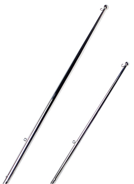Flaggenstock Edelstahl mit Kugelkopf Länge: 750 mm Durchmesser: 25 mm Mit Befestigungsöse