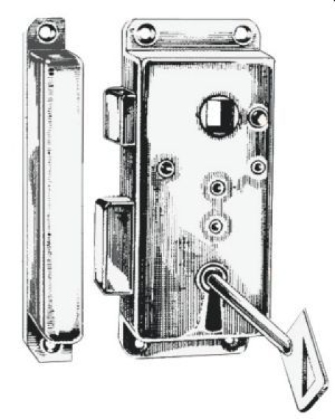 Schloß Messing, verchromt RX außen 110x45 mm
