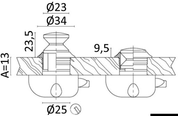 Knopf Messing, verchromt 16 mm